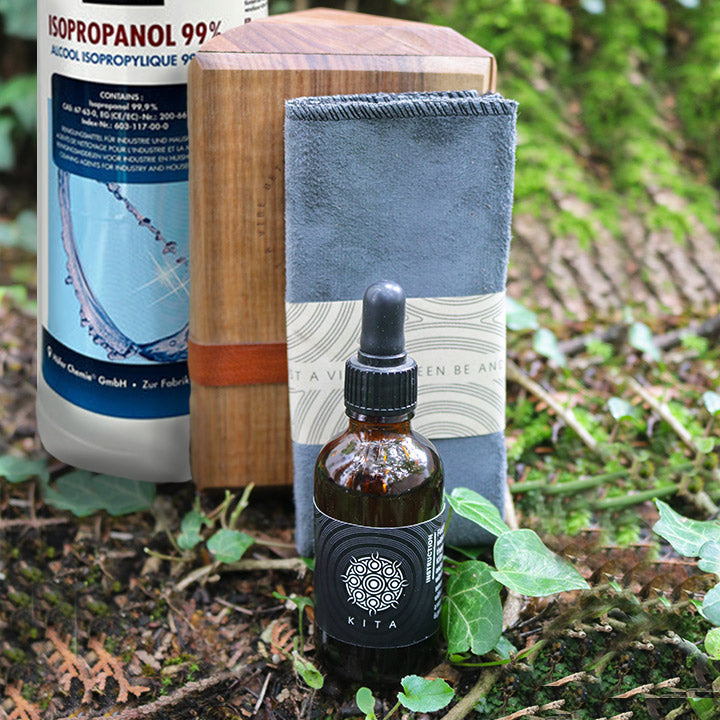 Handpan Pflege Öl für nitrierte Handpans im Handpan Pflege-Kit + Isopropanol