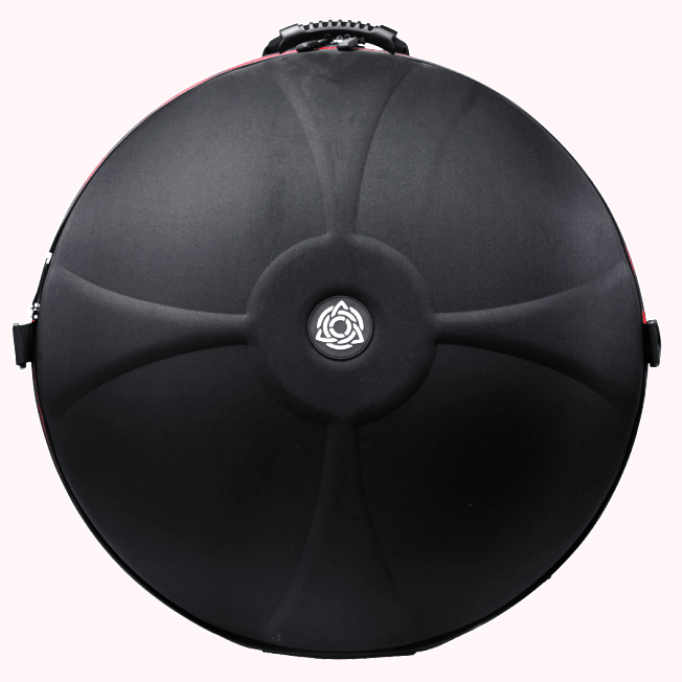 Handpan Hardcase - Evatek Pro in der Farbe schwarz. Ansicht von Vorne vor einem Weißen Hintergrund