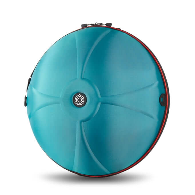 Handpan Hardcase - Evatek Pro in der Farbe bluemoon türkis. Ansicht von Vorne vor einem Weißen Hintergrund