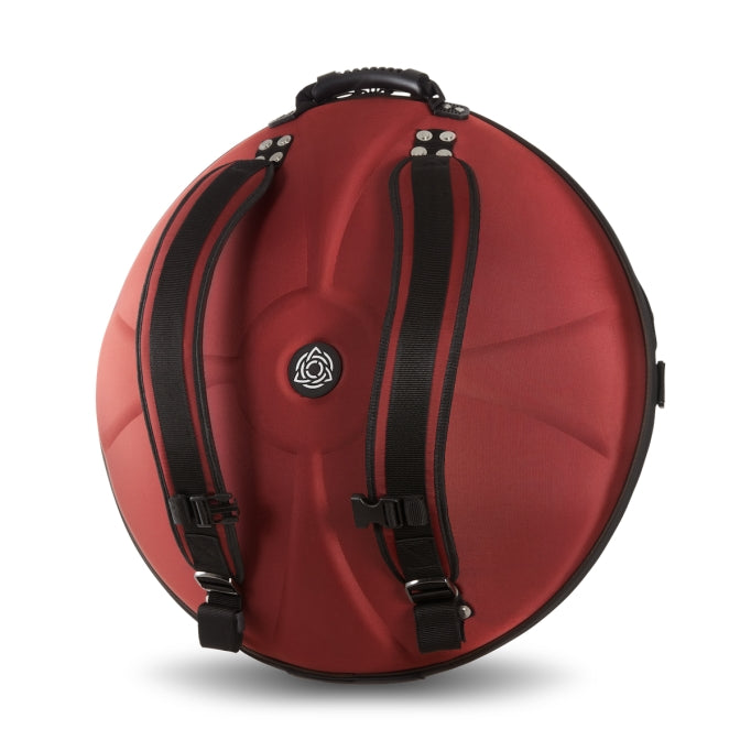 Handpan Hardcase - Evatek Pro in der Farbe RoanRouge Rot. Ansicht von hinten vor einem Weißen Hintergrund